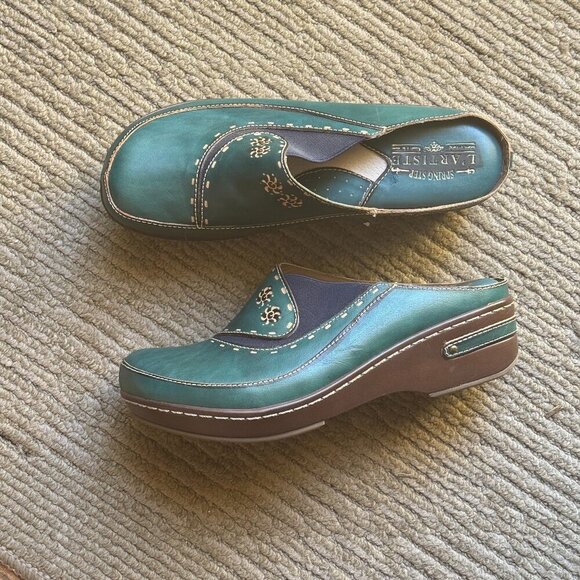 Spring Step L' Artise Chino Shoes Women's Size 9/40 Green Brown Clogs Slip Ons - Picture 10 of 10